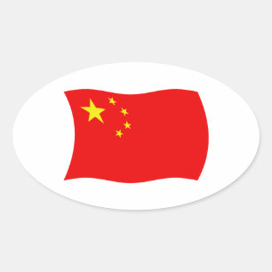 Ovale Sticker à drapeau chinois
