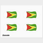 Ovale Sticker à drapeau de Guyana (Feuille)