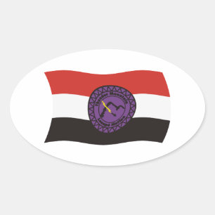 Ovale Sticker à drapeau de la nation Lenape de Thunder M