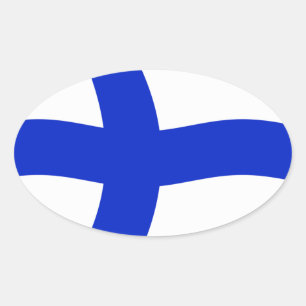 Ovale Sticker à drapeau finlandais