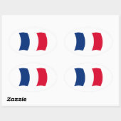 Ovale Sticker à drapeau français (Feuille)