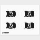 Ovale Sticker à drapeau POW & MIA (Feuille)