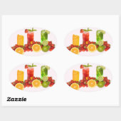 Ovale Sticker à fruits tropicaux (Feuille)