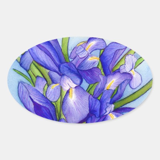 Ovale Sticker à peinture à fleurs Iris Bouquet (Devant)