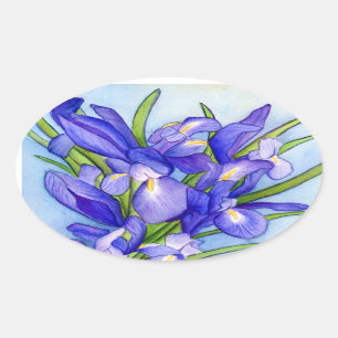 Ovale Sticker à peinture à fleurs Iris Bouquet
