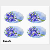 Ovale Sticker à peinture à fleurs Iris Bouquet (Feuille)