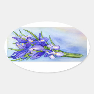 Ovale Sticker à peinture à fleurs Iris Bouquet