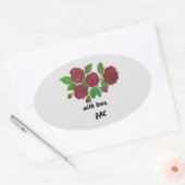 Ovale Sticker à roses rouges (Enveloppe)