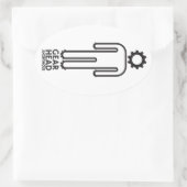 Ovale Sticker anonyme en tête d'engrenage (Sac)