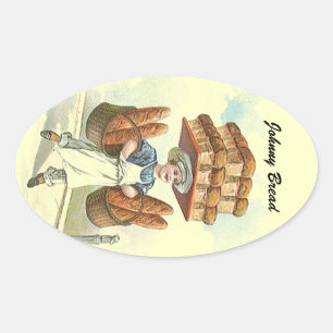 Ovale Sticker Antique Fun Pain Baker Chef Personnaliser