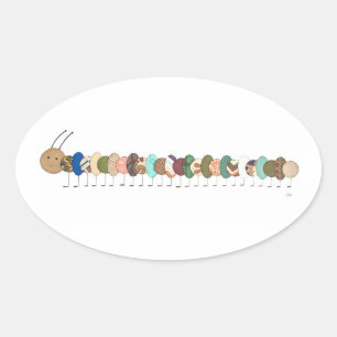 Ovale Sticker Art Cute-Caterpillar #1-Erin Brie Art Oval