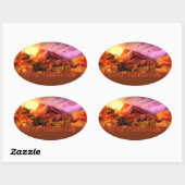 Ovale Sticker Automne Phénomène (Feuille)