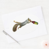 Ovale Sticker Bière Écureuil (Enveloppe)