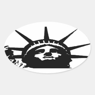 Ovale Sticker Black & White Pop Art Statue of Liberty