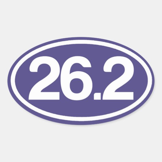 Ovale Sticker bleu 26.2 (Sticker de marathon complet) (Devant)