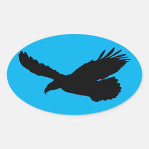 Ovale Sticker bleu Aigle volant - Choisir la couleur