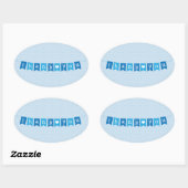Ovale Sticker bleu Merci (Feuille)