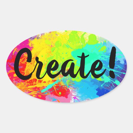 Ovale Sticker brillant avec des peintures à rayures (Devant)