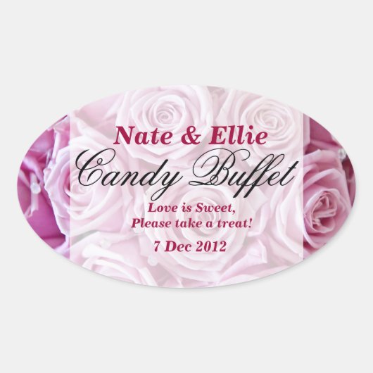 Ovale Sticker Buffet de bonbons rose PInk (Devant)