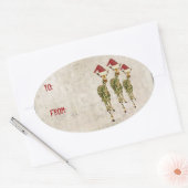 Ovale Sticker cadeau de Giraffes d'or Festive (Enveloppe)