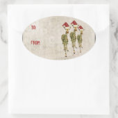 Ovale Sticker cadeau de Giraffes d'or Festive (Sac)