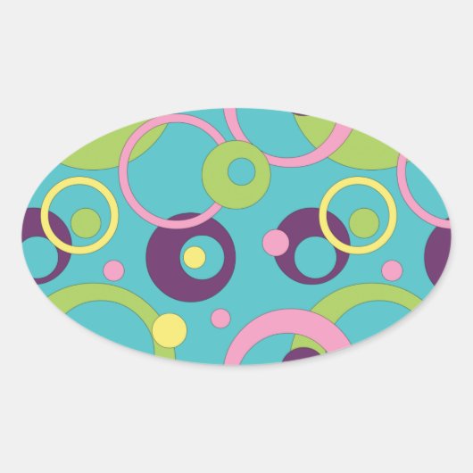 Ovale Sticker Cercles bleus funky (Devant)