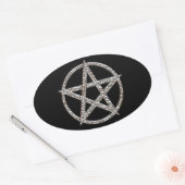 Ovale Sticker Chrome Oval Pentagram Hammered (Enveloppe)
