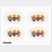 Ovale Sticker Coeurs de la Sainte Famille - 4 pack (Feuille)