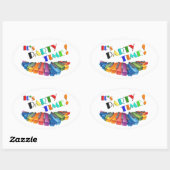 Ovale Sticker coloré de l'heure de fête (Feuille)