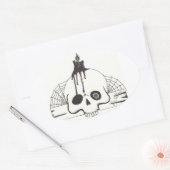 Ovale Sticker crâne bougie (Enveloppe)