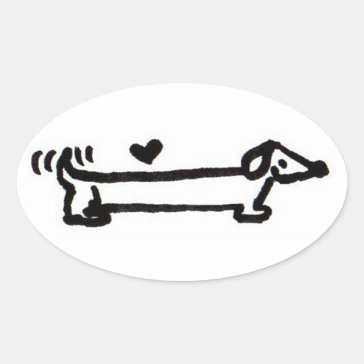 Ovale Sticker Dachshund Love (Devant)