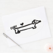Ovale Sticker Dachshund Love (Enveloppe)
