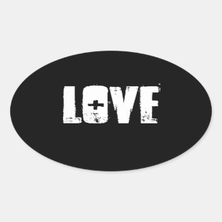 Ovale Sticker d'amour - Noir