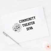 Ovale Sticker de Diva du théâtre communautaire (Enveloppe)