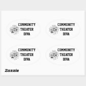 Ovale Sticker de Diva du théâtre communautaire (Feuille)