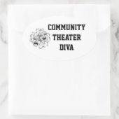 Ovale Sticker de Diva du théâtre communautaire (Sac)