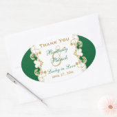 Ovale Sticker de mariage préféré, vert, blanc, manuscrit (Enveloppe)