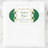 Ovale Sticker de mariage préféré, vert, blanc, manuscrit (Sac)