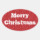 Ovale Sticker de Noël Arbres et Snowflakes (Devant)