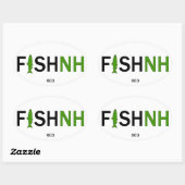 Ovale Sticker de pêche FISHNH New Hampshire - 603 (Feuille)
