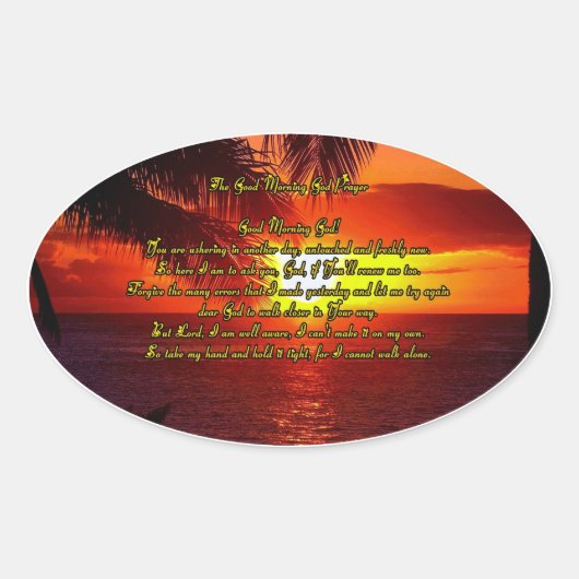 Ovale Sticker de prière de Dieu du bon matin (Devant)