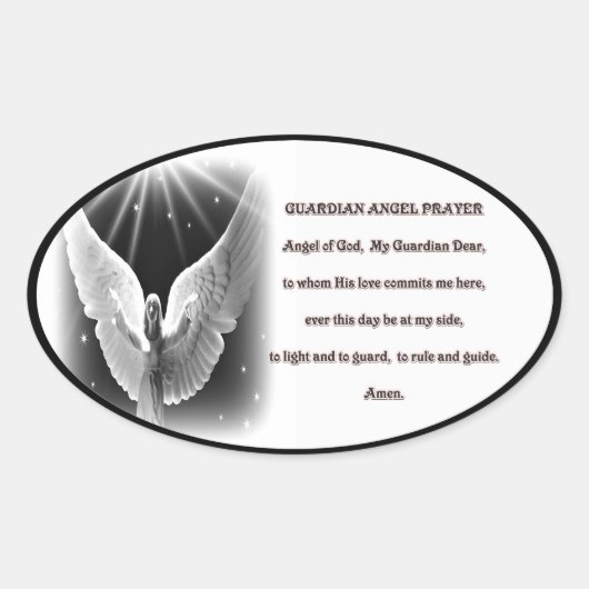 Ovale Sticker de prière Guardian Angel (Devant)