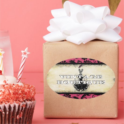 Ovale Sticker Diva Mode Orange Retro Dots (Fête)