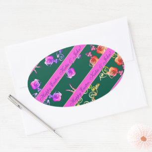 Ovale Sticker d'oeuf Rose vert