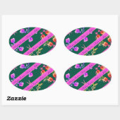 Ovale Sticker d'oeuf Rose vert (Feuille)