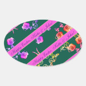 Ovale Sticker d'oeuf Rose vert (Devant)