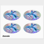 Ovale Sticker Dolphin en couple (Feuille)