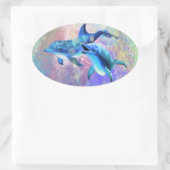 Ovale Sticker Dolphin en couple (Sac)