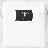 Ovale Sticker Drapeau Barbe Noire (Sac)
