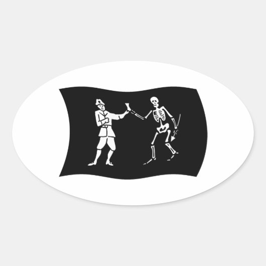 Ovale Sticker Drapeau Bartholomew Roberts (Devant)